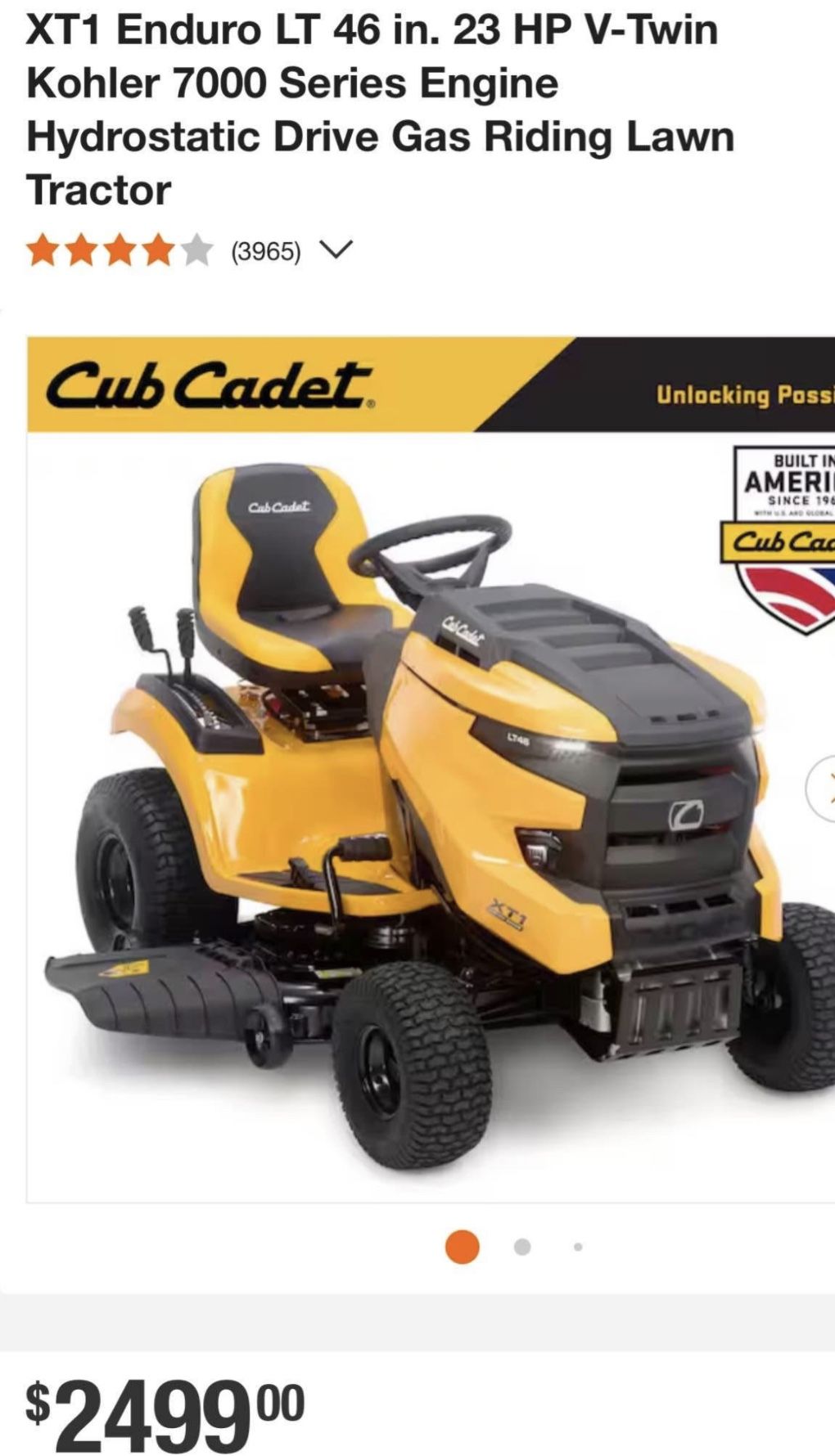 Cub Cadet XT1 Enduro LT 46 23 HP V Twin Kohler 7000 Series