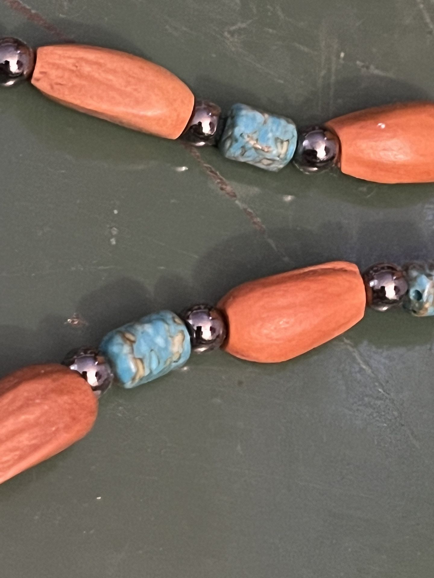 Vintage Beaded turquoise necklace 16”