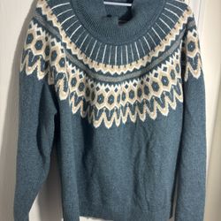 Teal Fair Isle Yoke Sweater | Nordic Knit | Women’s S/M