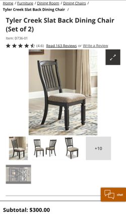 (8) Ashley Furniture Tyler Creek Dining Chairs