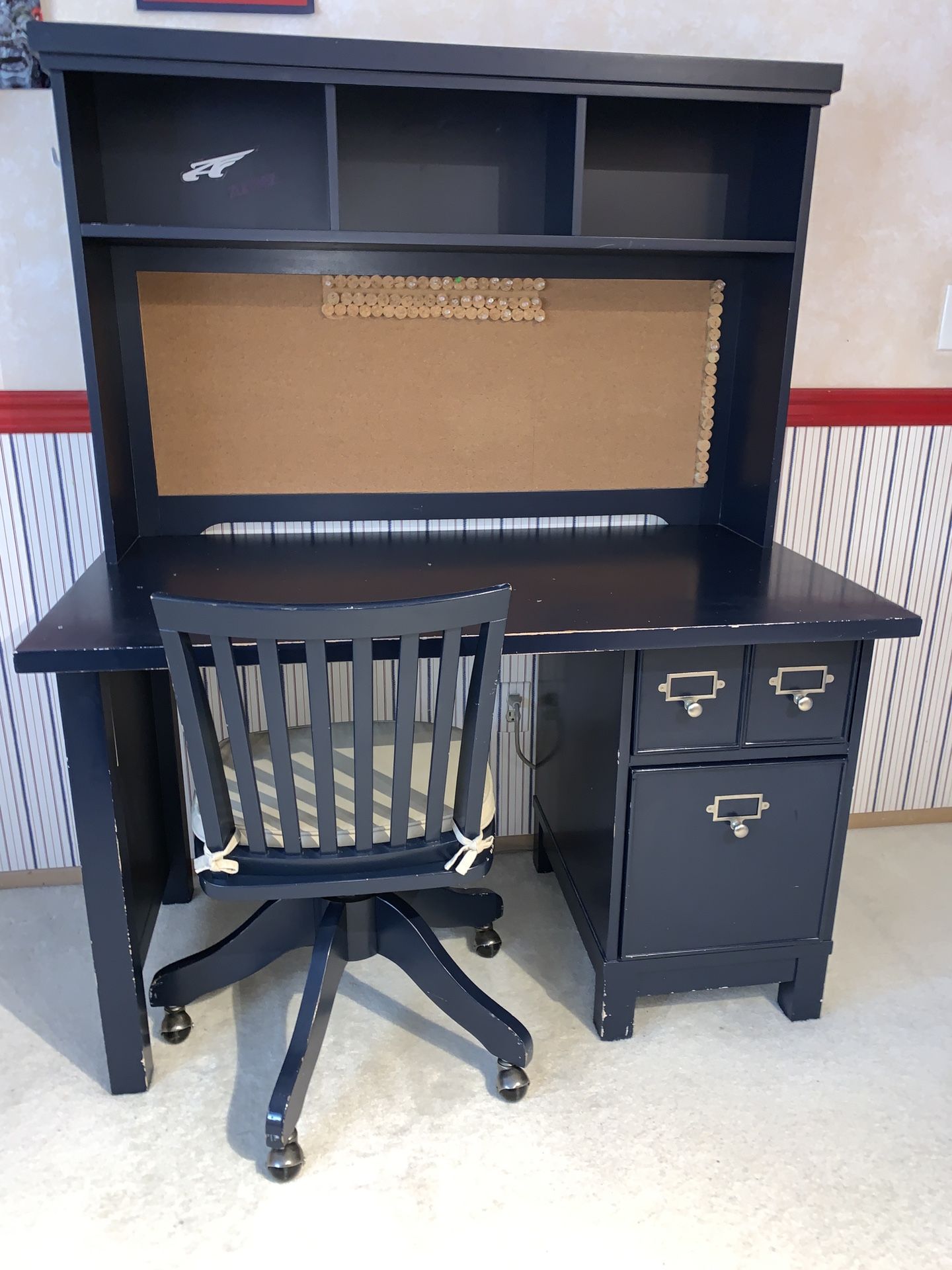 Pottery Barn PBK Schoolhouse DESK & Taylor Swivel CHAIR - Navy