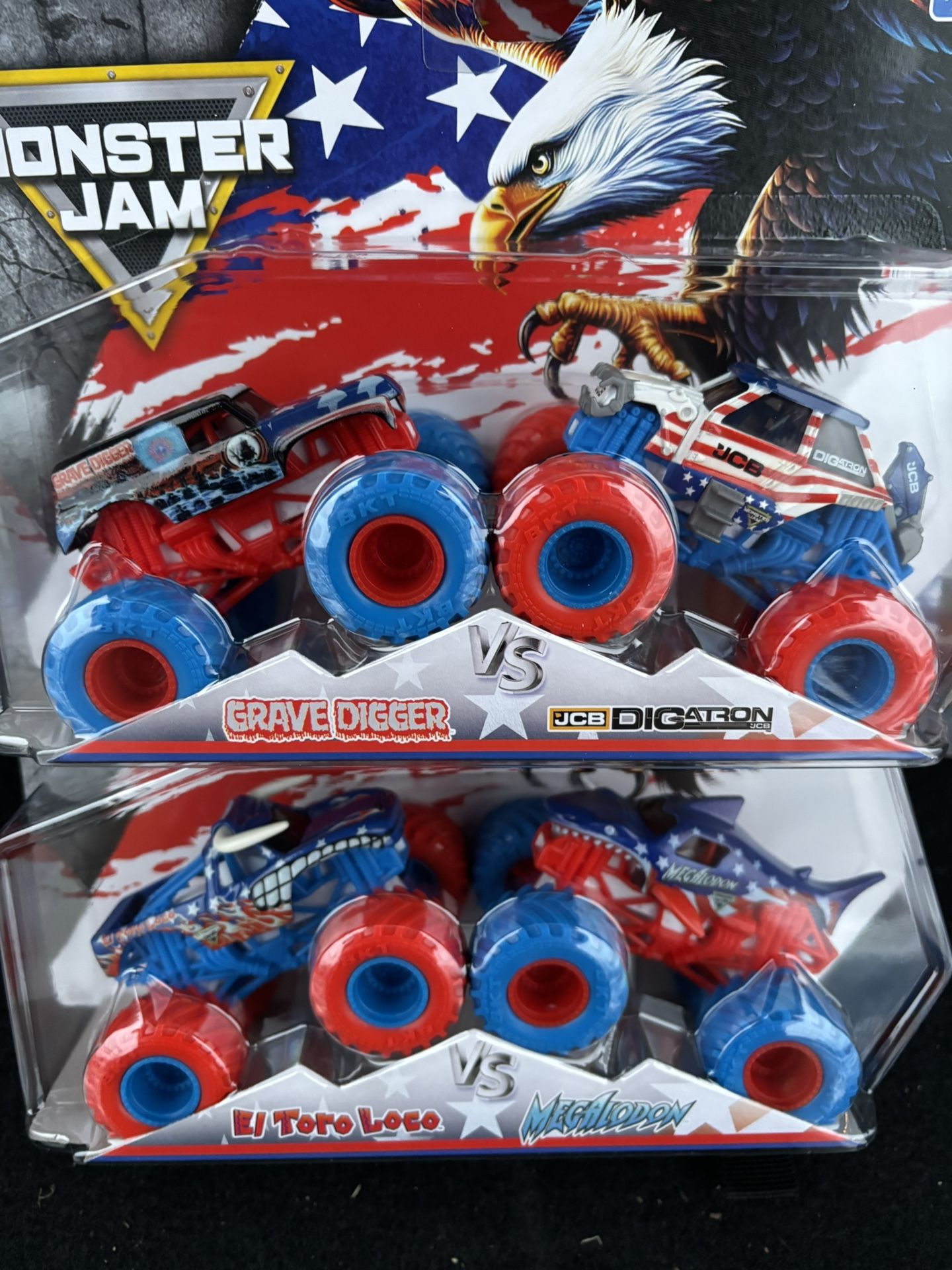 Monster Jam Stars and Stripes - BRAND NEW - 2 sets ( 4 trucks total)