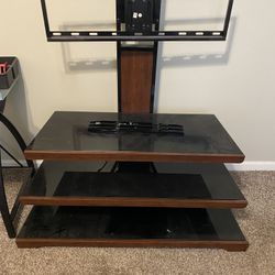 55” Tv Stand With Glass Shelves