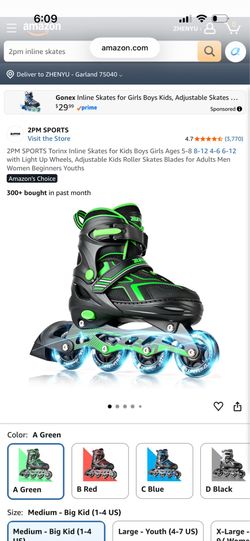 2PM SPORTS Torinx Inline Skates for Kids Boys Girls Ages 5-8 8-12 4-6 6-12 with Light Up Wheels, Adjustable Kids Roller Skates Blades for Adults Men W