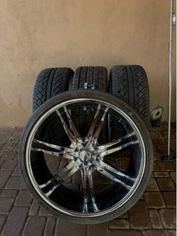 26” Chrome Custom Wheels & Tires - 295/30ZR26 - Set of 4
