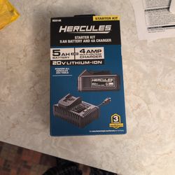 HERCULES 20V 5 Ah Lithium-Ion Battery and 4 Amp Charger Starter Kit New In Box