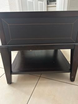 Black Wood End Table with Lower Shelf