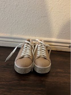 Pazzle Beige Snakeskin Embossed Studded Platform Sneakers Size 6.5