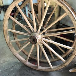2 Large Wagon Wheels 