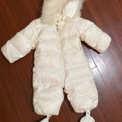 Baby’s White Monogram Printed Gucci Onesie Coat 