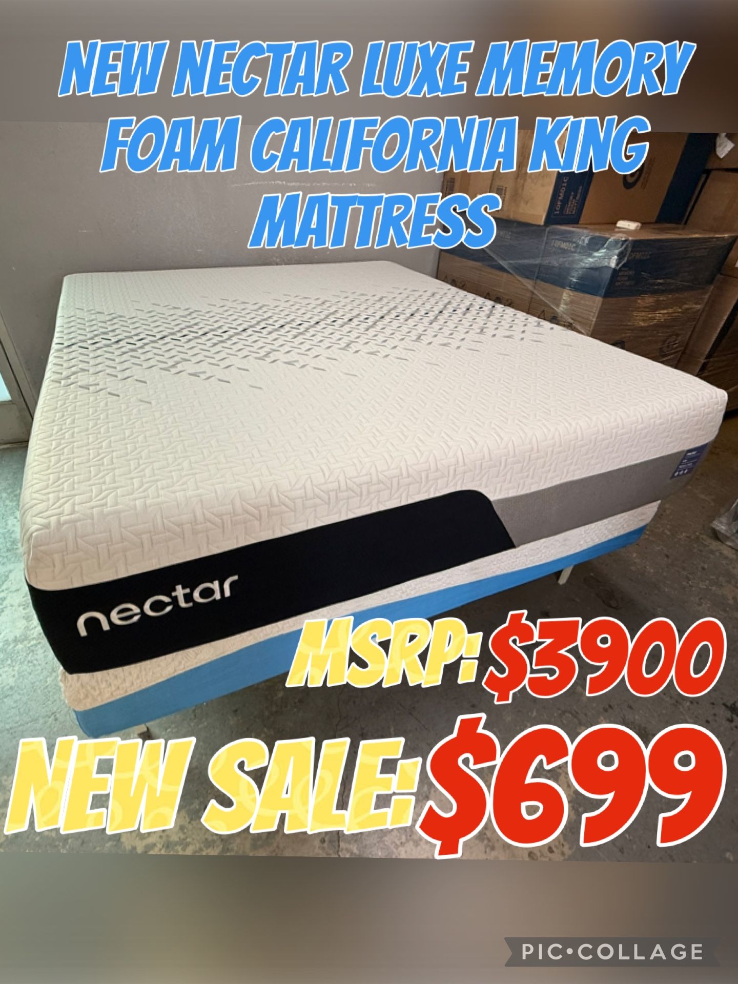NEW NECTAR LUXE MEMORY FOAM CALIFORNIA KING MATTRESS