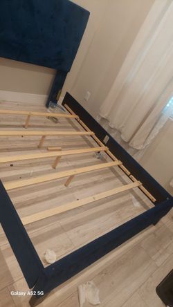 Queen size bed frame Blue color