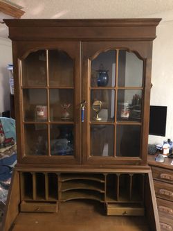 Maddox Jamestown N Y 2 piece solid Maple 3 draws Secretary Desk.