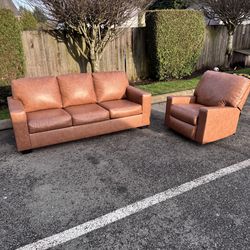 Leather Sofa and Chair for Sale