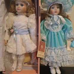 Two 16" PORCELAIN DOLLS 