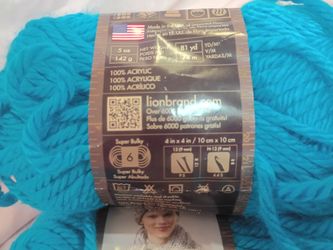 Lion Brand Super Bulky Acrylic Yarn Teal