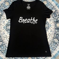 Danskin Small Black And White Breath Yoga Meditation Cotton Blend Short Sleeve Top