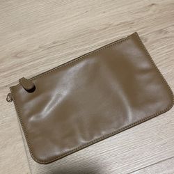 Anthropologie Brown Faux Leather Zip Pouch Clutch