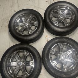 Ford F150 Chrome Wheels And Tires With Pressure Sensors And Lug nuts 