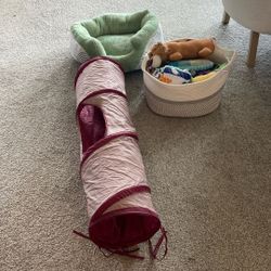 Cat Bed, Tunnel, Basket And Toys