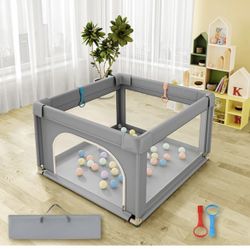 Baby Playpen 36" x36", Play Pens for Babies and Toddlers, Baby Fence Play Area,Safe Anti-Fall Play Yard with Gates, Baby Fence with Breathable Mesh