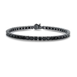 Esquire Black Spinel 10 Carat TW Sterling Tennis Bracelet