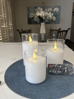 3 Glass Rechargeable Flameless Candles 
