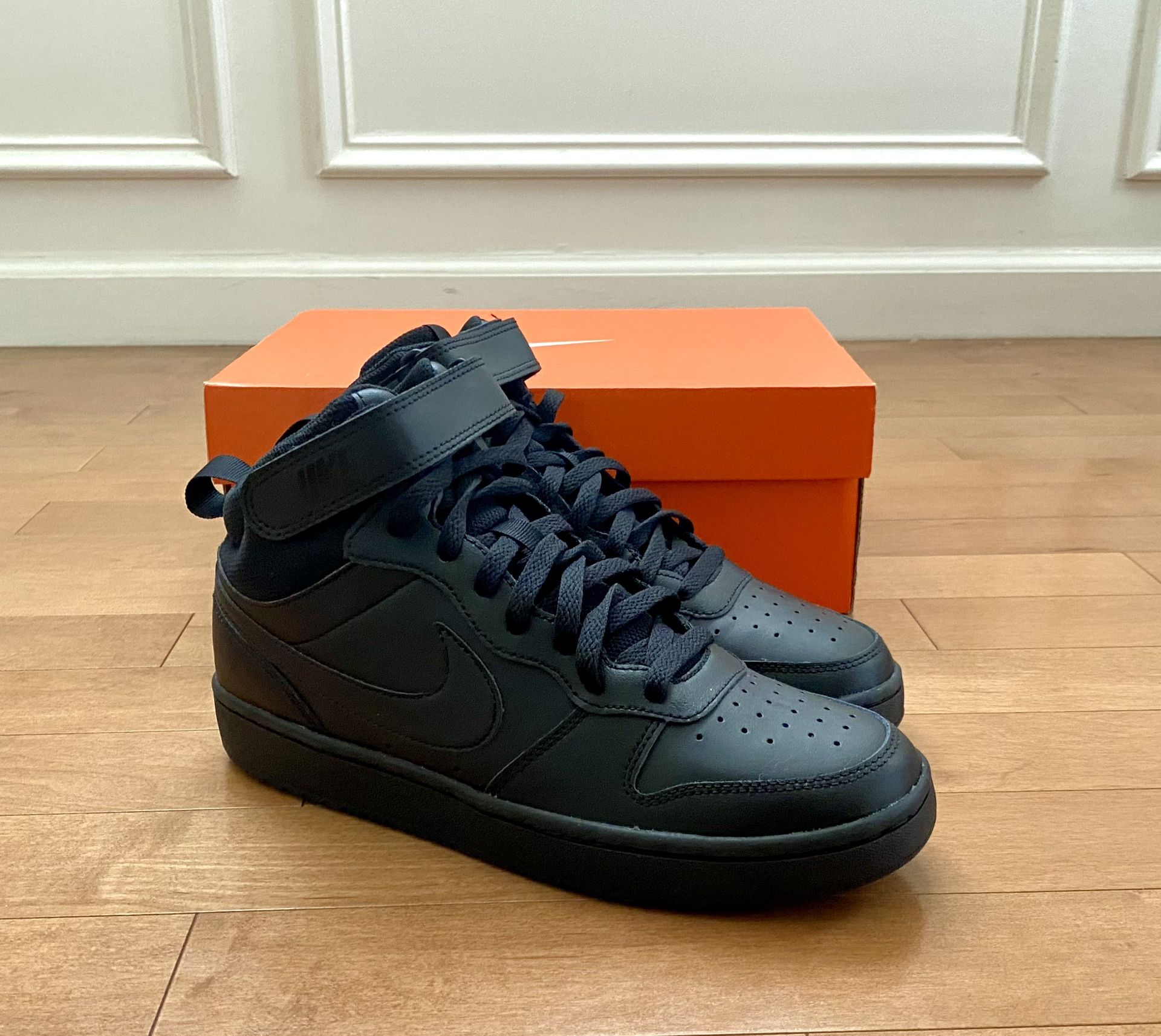 Nike Court Borough Mid2 Black Basketball Kids Shoes