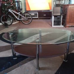Modern Glass And Wood Coffee Table 48 Wide