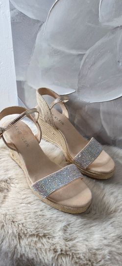 Anne Klein Rhinestone Espadrille Wedge Sandals