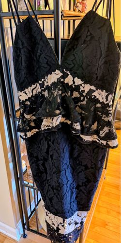 Black and White Lace Ruffle Dress