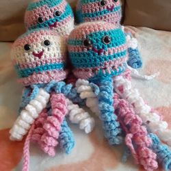 Trans Pride Crocheted Jellyfish 