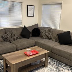 Grey/Black Peppered Sectional Couch