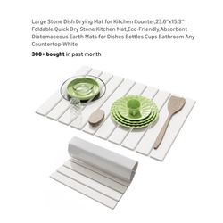 Brand new Large Stone Dish Drying Mat for Kitchen Counter,23.6''x15.3'' Foldable Quick Dry Stone Kitchen Mat,Eco-Friendly,Absorbent Diatomaceous Earth