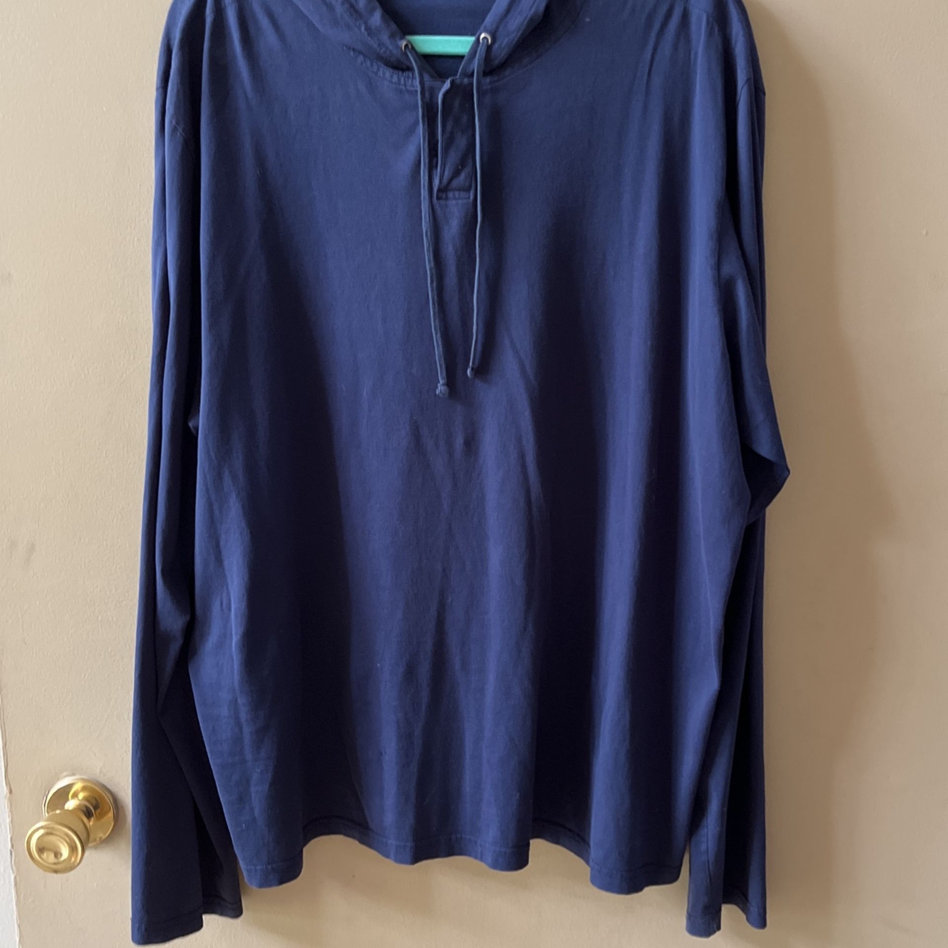 Polo Ralph Lauren XXL Hoodie Long Sleeve Blue Men’s Tee Shirt 100 % Pima Cotton