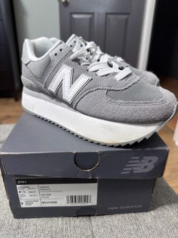 New Balance 574+ Platform Grey White Women’s Size 6.5