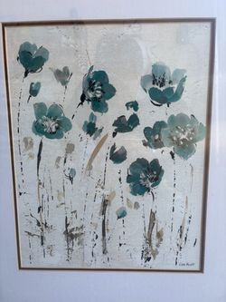 Lisa Audit Framed Teal Floral Art Print