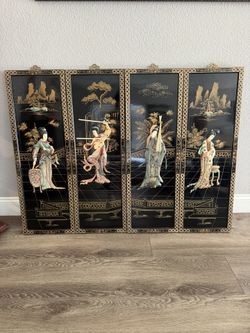 Vintage 4 Panel Chinese Picture