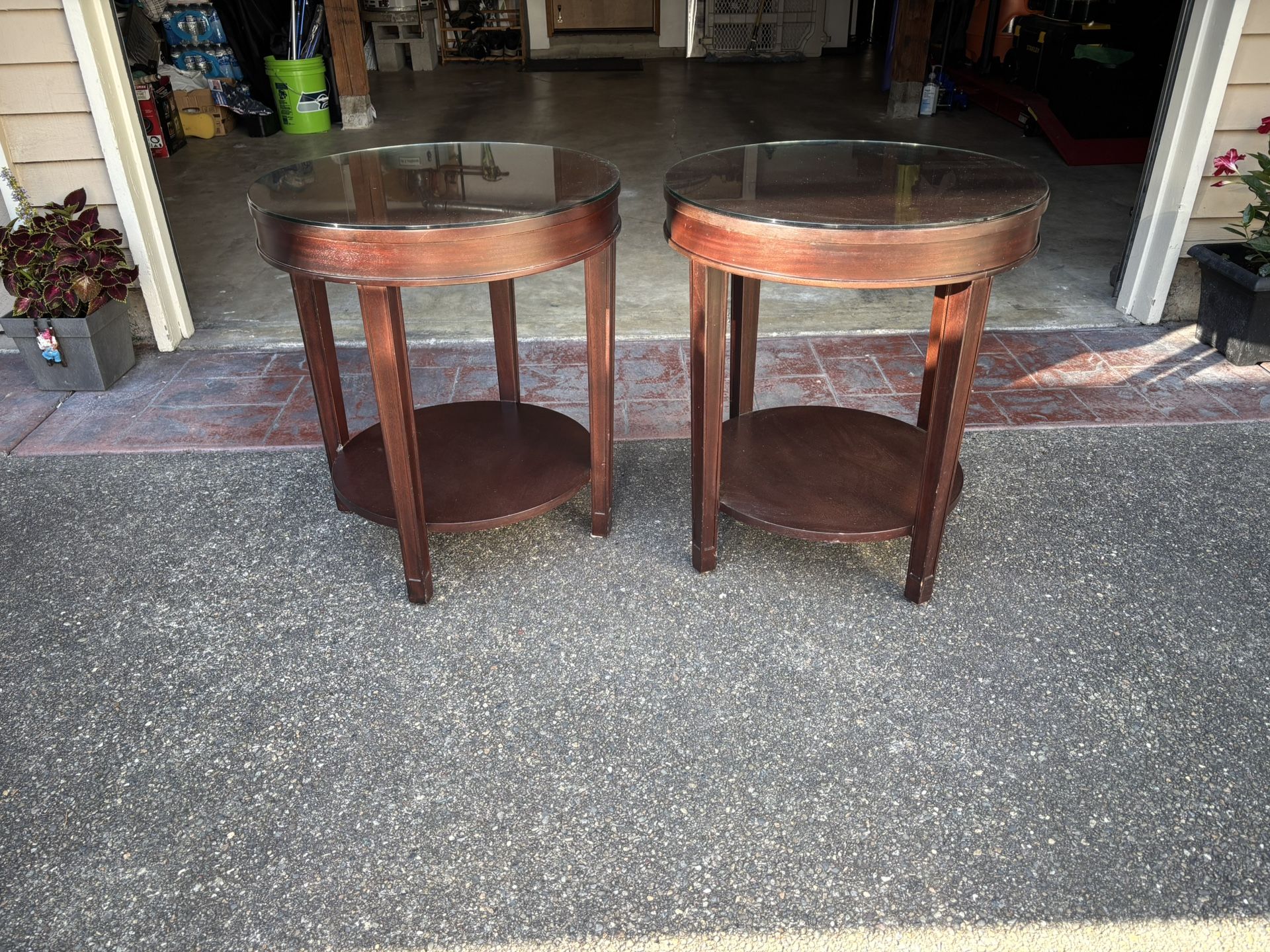 Real Wood With Glass Top End Tables