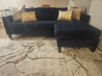 Couch - from West Elm and barely used, beautiful navy blue  soft velvet