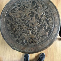 Wooden Chinese Tea Table And One Stool
