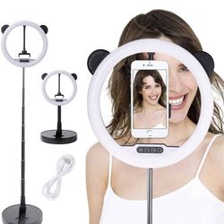 11" LED Ring Light with Stand and Phone Holder, 3 Color USB Retractable Desktop Selfie Ring Light