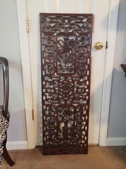 45.5" Chinese Wood Carved Wall Decor 