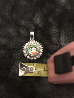 Winking Monkey White Rhinestone Pendant