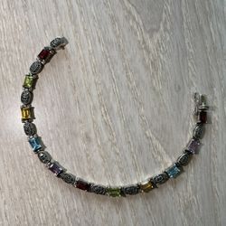 925 Sterling Silver Multi Stone Bracelet