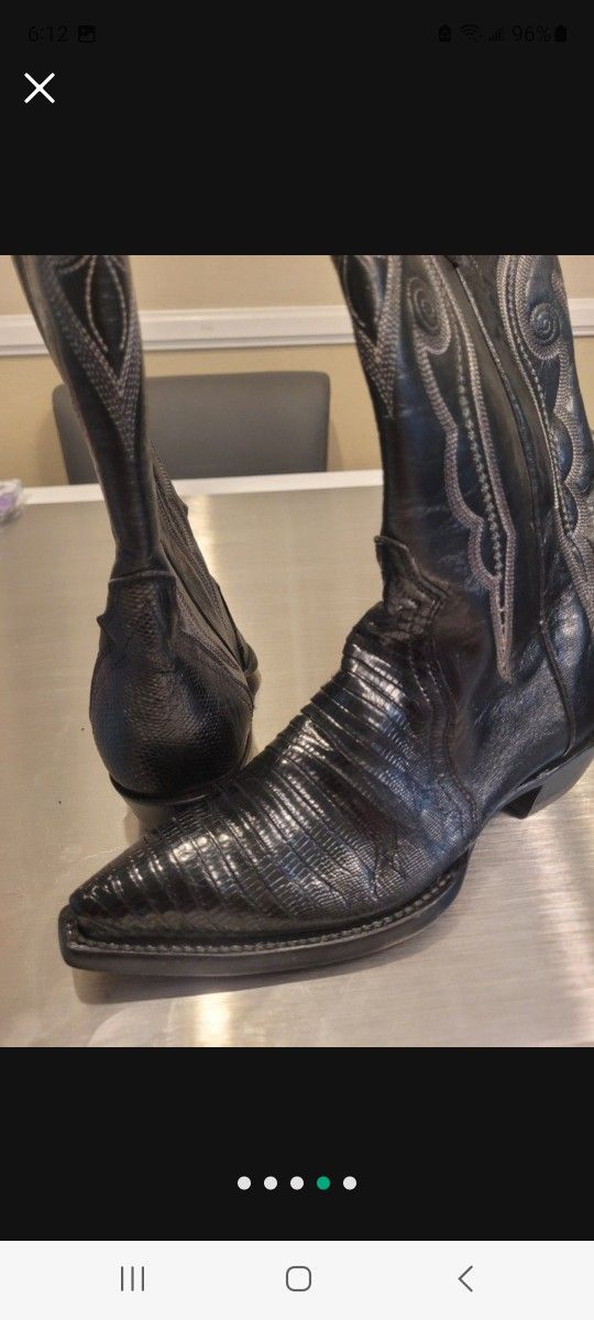Whewww Brand NEW Women CORRAL Geniune LIZARD Boots Black Tetail $358 For Only $200 7.5 7 1/2