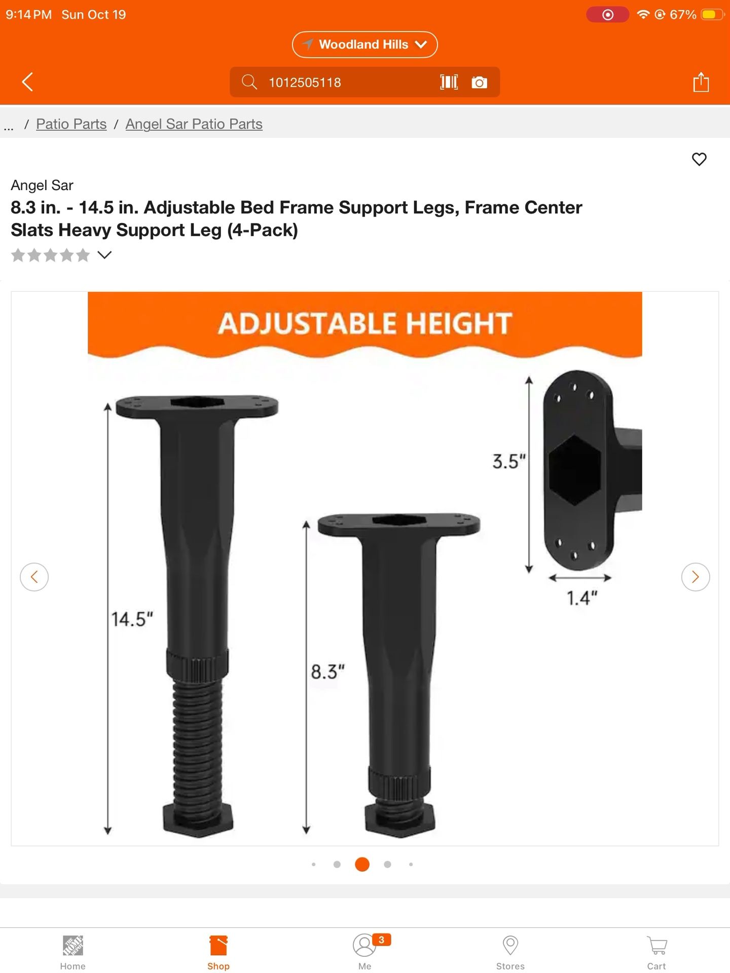Adjustable Bed Frame Support Legs
