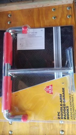 Set of two pieces double arm padded garage hooks