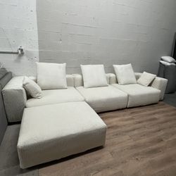 Beige Corduroy Modular Sectional (NEW IN BOXES)