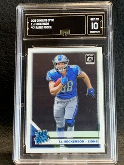 2019 Donruss Optic 💥 T.J. Hockenson 💥 Rated Rookie GMA 10 Mint 💎 - Detroit Lions / Minnesota Vikings 